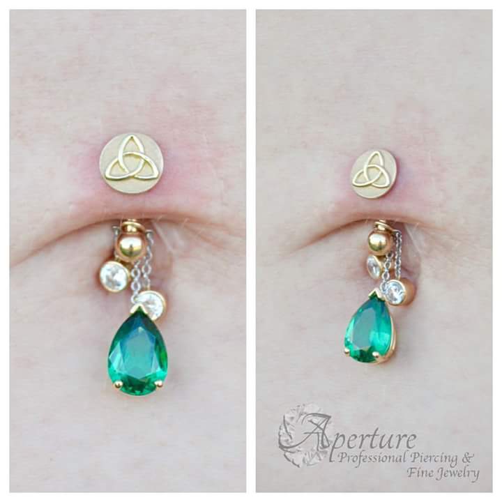 Emerald Hanging Stone Gold Piercing