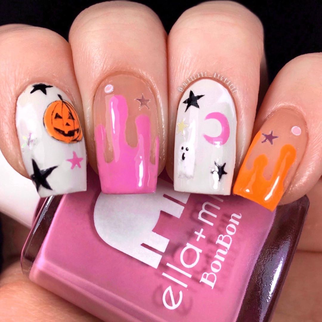 Glittery Halloween Nail Designs