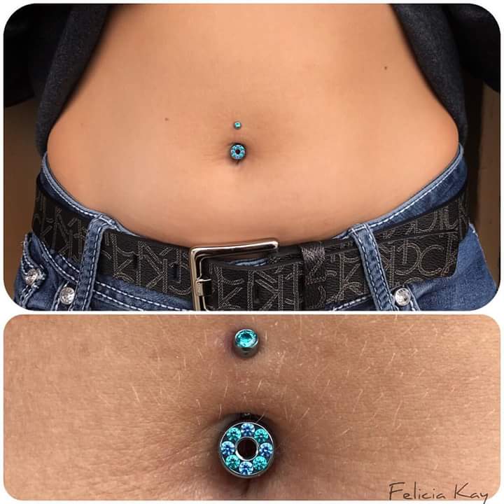 Lake Blue Colored Navel Piercing Jewelry