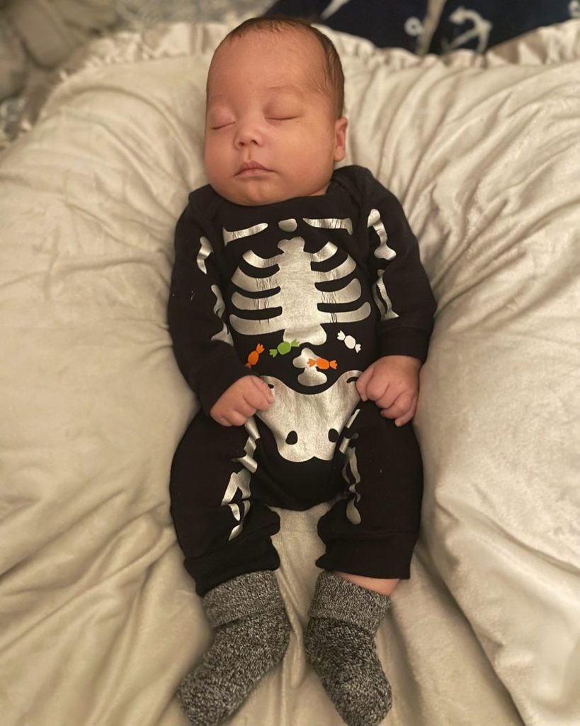 Black Onesie With a Skeleton Print