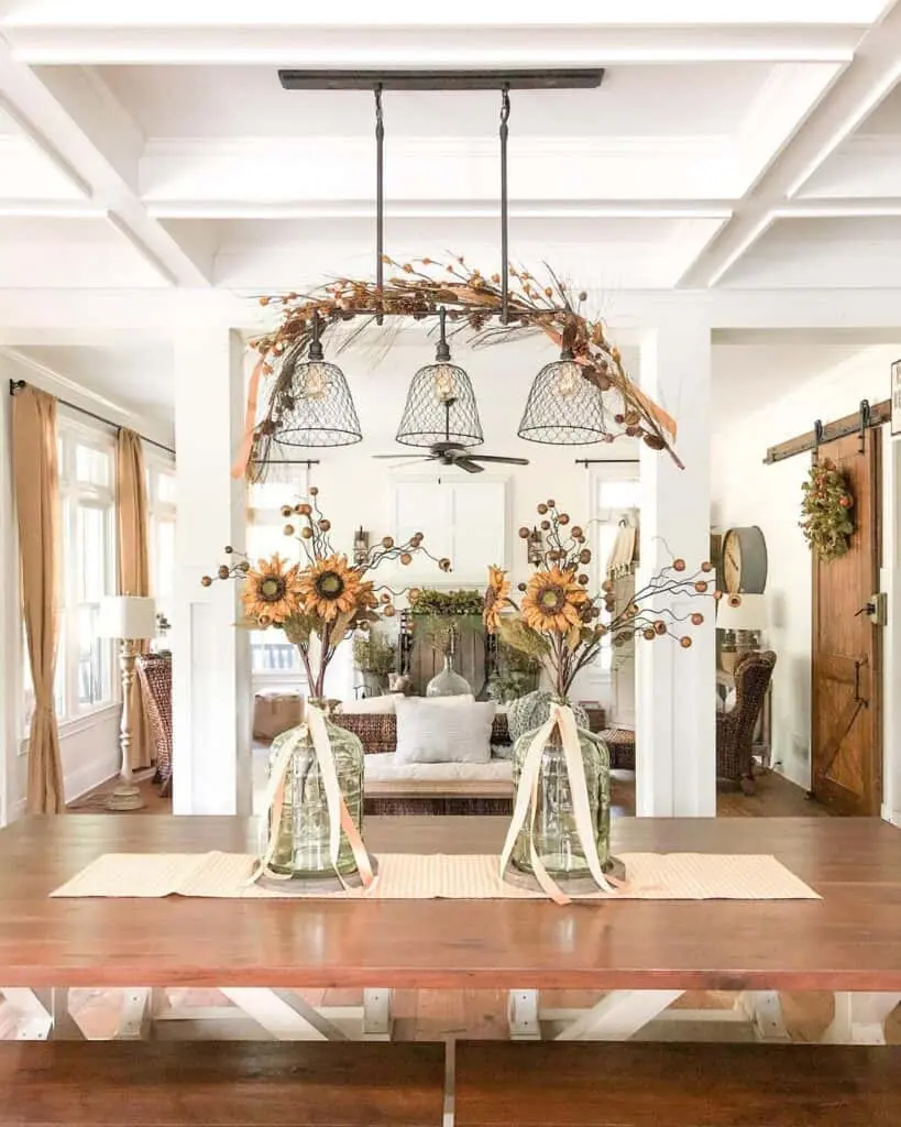 Chandelier And Sunflower Centerpiece