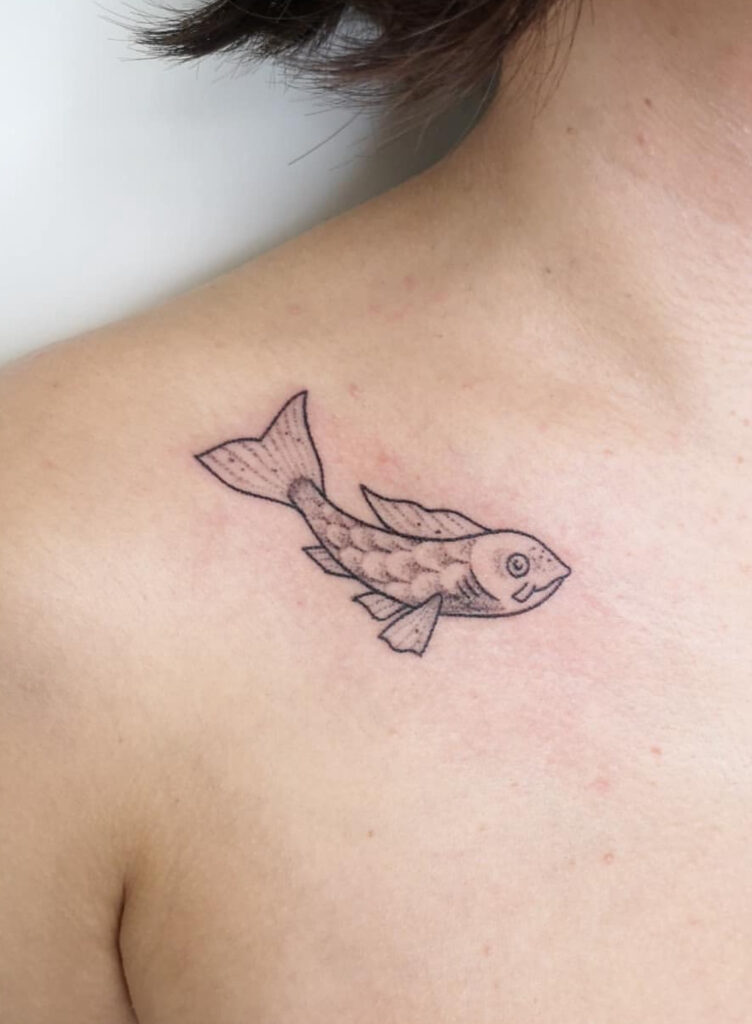 Koi fish collarbone tattoo