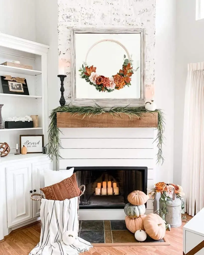 Pastel Pumpkins and Flowery Wreath