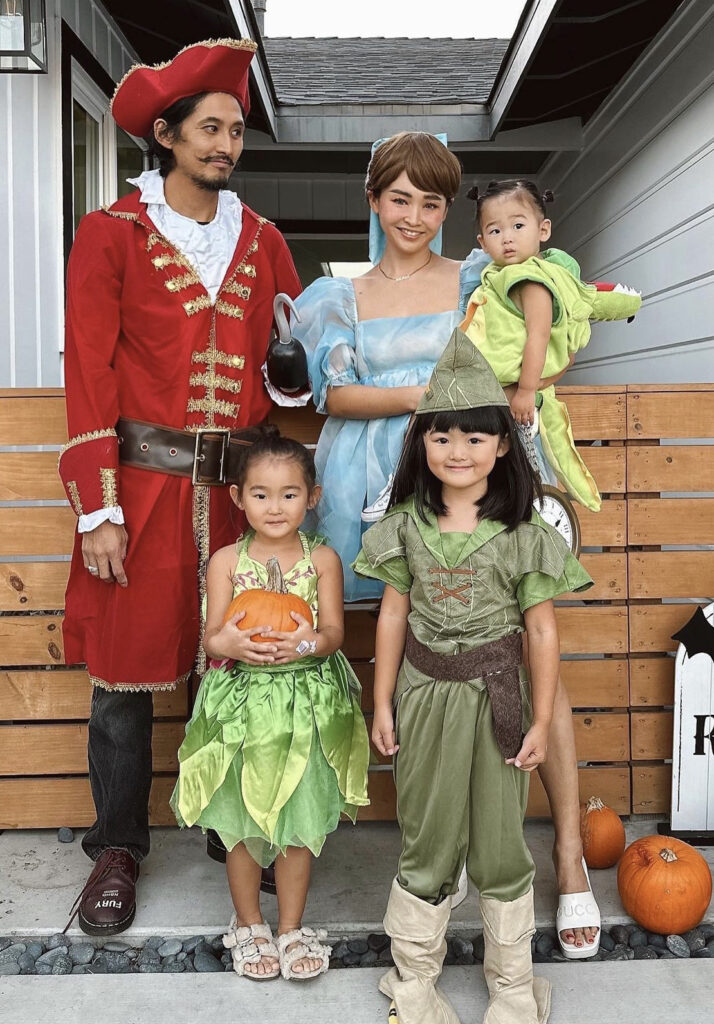 Peter Pan, Captain Hook, Wendy, Tinkerbell, and Tick-Tock the Croc